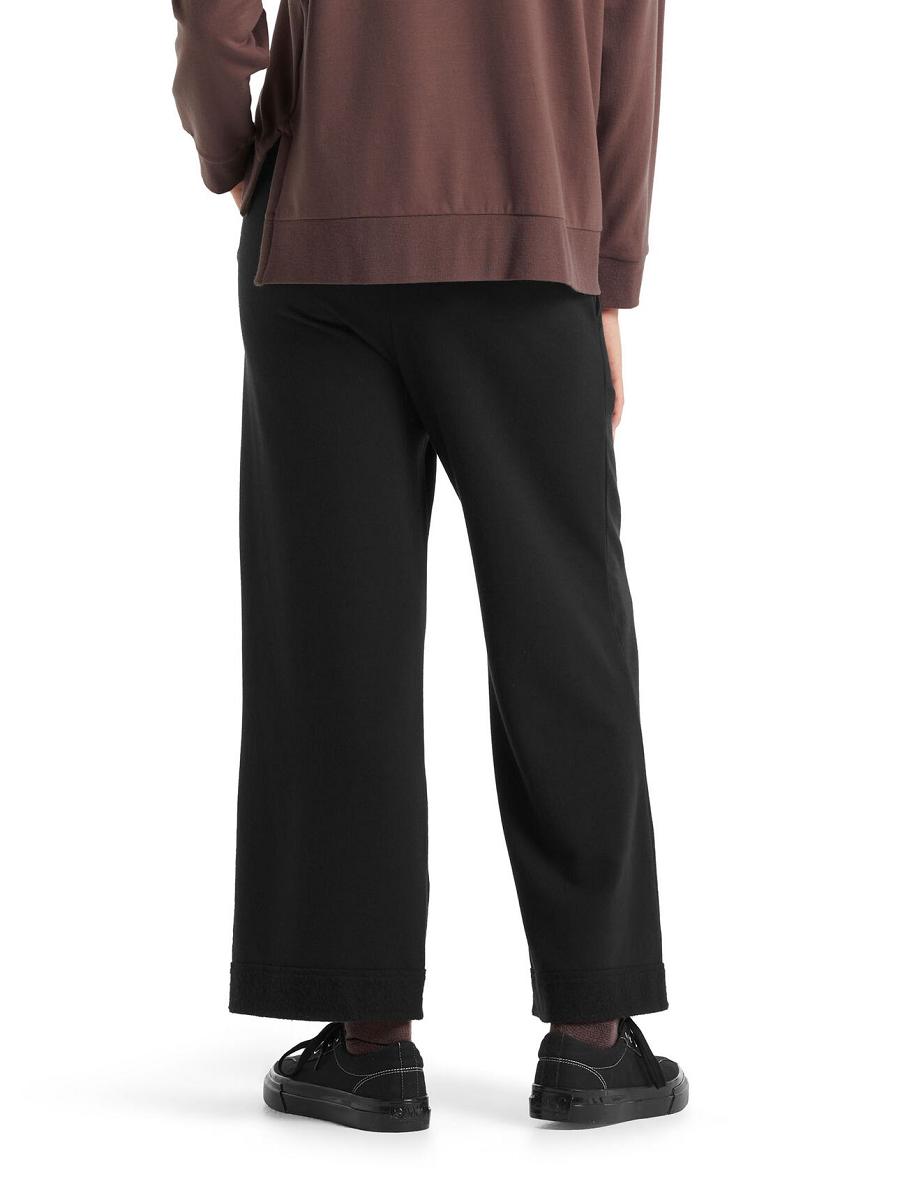 Black Women's Icebreaker RealFleece™ Merino Dalston Wide Pants | USA 1518YXFU